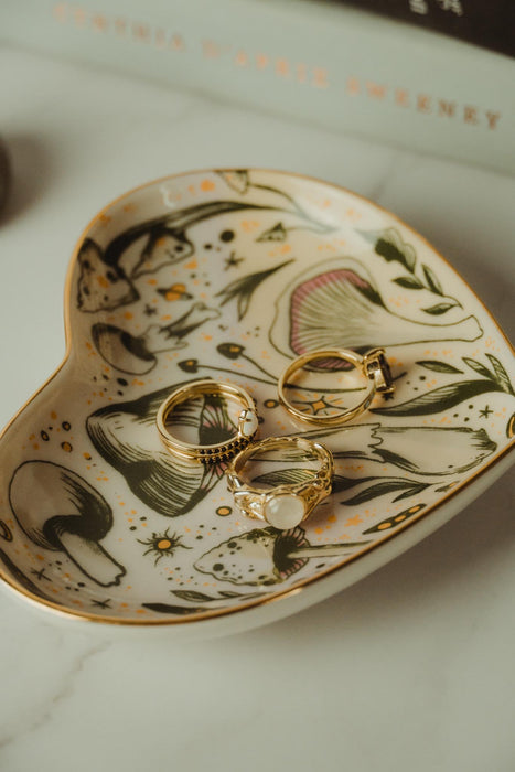 Starry Mushrooms Ceramic Heart Dish