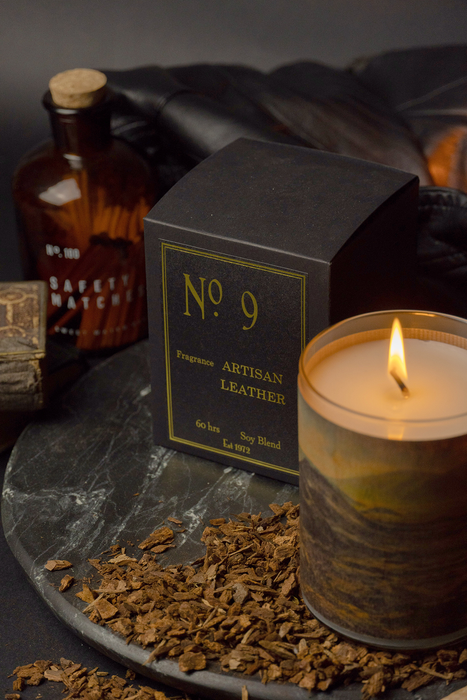 Wood Candle No. 9 Artisan Leather