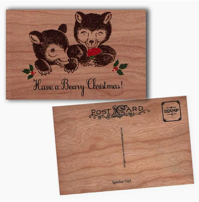 Wood Postcard Beary Christmas