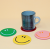 Happy Face Smiley Leather Coasters